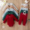 Set di abbigliamento Colori Baby Set in maglia solida Neonato Bambina Ragazzi Autunno Inverno Manica lunga Pagliaccetto Pantaloni elastici Bambino Outfit R231127