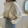 Bolsos de noche Bolso de hombro retro simple Moda de media luna Cómodo bolso de cuero de PU para mujeres