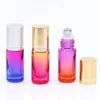 5ml Gradient Color Glass Bottles Perfume Essential Oil Roller Bottle with Stainless Steel Roller Balls Container for Home Travel Use Thjkk