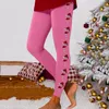 Leggings pour femmes Verre à vin imprimé pour femmes Entraînement de Noël Imprimer Color Block Pantalon de yoga Doux Extensible