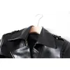 Vestes pour femmes hiver luxe design double boutonnage noir cuir PU longs manteaux pour dames qualité rue femmes tranchée avec ceinture 231127