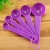 Herramientas de medición Juego de cucharas de cocina de plástico de 5 piezas Juego de cuchara medidora para hornear y cocinar para ingredientes secos Accesorios Púrpura