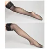 Damensocken Schwarz/Rote Spitze Transparente Netzstrümpfe Damen Sexy Rückennaht Über Knie Netzstrumpfhose Damenunterwäsche