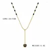 Pendant Necklaces Simple Personality Zircon Necklace Retro Black Geometry Gold Color Korean Style Jewelry Set For Ball Trendy Women