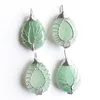 Pendentif Colliers En Gros 4 pcs/lot Blanc Couleur Fil Enroulé À La Main Arbre De Vie Goutte Forme Naturel Vert Aventurine Pendentifs