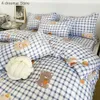 Bedding sets Summer Bedding Set Fashion Flowers Kids Single Double Queen Size Flat Sheet Duvet Cover Pillowcase Bed Linens 3/4ps Home Textile 230427