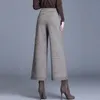 Women's Pants s Oversized 4xl High Waist Woolen Wide Leg Pantalone Autumn Winter Loose Casual Pocket Cuffs Pant Vintage Baggy 231127