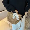 2023 premium designer bag High capacity Casual and simple the tote bag raffia bag Fashion luxury straw bag shopping bow tie half moon basket summer travel beach bag