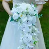 Fleurs décoratives 24 pouces Bouquets de mariée Rose artificielle Bouquet de mariage en cascade pour la cérémonie de proposition Saint Valentin anniversaire
