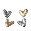 Висячие серьги, роскошные модные двойные сердцевидные позолоченные серьги с гладким титановым покрытием Love для женщин, оптовая продажа ювелирных изделий