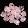 Heart Rose Quartz Crystal Stone Pendant Natural Crystals Bead Pendants for Jewelry Making 12 LL