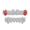 Nowy bling zęby grillz żółte białe złoto Pleted Full Cz Grille Zestaw Dental Jewlery Hip Hop Fashion Rapper Biżuteria