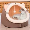 Mats Warm Cat Bed Cute Cat House Foldable Kitten Cushion Winter Pet Enclosed Sleep Tent Soft Cat Nest Cave Washable Dog Basket Mat