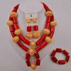 Necklace Earrings Set Fashion African Beads Jewelry Orange Nigeria Wedding Coral Bridal For Women