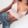 Damen Tanks Bralette Crop Top Sommer Sexy Rosa Hemd Riemchen Wildleder Leibchen Frauen Tops 2023 Korsett Abend T-shirt Weibliche