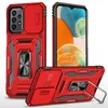 Schuifcamerabescherming Telefoonhoesjes voor Samsung Galaxy A12 A22 5G 4G A11 A03 HEAVE DUSTER DUREBARE BACKET COVER MAGNETISCHE AUTOURHOUDER SHELL