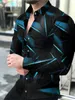 Мужские повседневные рубашки Летняя мужская рубашка с длинным рукавом S-4XL Модная однобортный кардиган с лацканами с 3D-принтом HD Гавайская повседневная мужская рубашка 231124