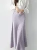 Skirts Solid Satin For Women High Waisted 2023 A-Line Elegant Summer Midi Skirt Korean Style Bottom