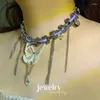 قلادة قلادة الأرجواني Feifei Princess Retro Butterfly Necklace للنساء