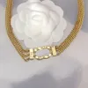 Designer de moda colar feminino 18k banhado a ouro titânio aço pingente high-end chunky link corrente marca carta colares natal jóias de casamento presente