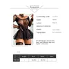 Abiti casual Abito femminile In pizzo floreale Girocollo Manica lunga Scava Fuori Moda Lingerie sexy Per l'estate Nero San Valentino 230426