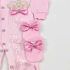 Pajamas Dollbling 3pcs born Baby Pink Lace Outfits Personalised Name Sleepsuit Nest Girl Pearly Crown Onesie Christening Gift 231124