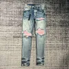 Designer für Männer Frauen Hosen Lila Marke Jeans Sommer Loch 2023 Neue Stil Stickerei Selbst 937 677