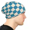 Baretten Dambord Geometrische Geruite Blauwe Motorkap Hoed WinterHerfst Straat Skullies Mutsen Voor Mannen Vrouwen Gebreide Lente Cap