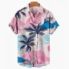 Men's T Shirts 2023 Summer Hawaii Short Sleeve 3D Printed Flower Casual Social Shirt Top Evening Vacation Style Tropical Beach