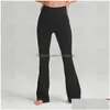 Pantaloni da yoga vestiti scanalature pantaloni svasati da donna estivi vita alta attillati pancia mostra figura sport yoga caduta a nove punti Del Dht0S