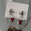 Mode ihåliga hjärtörhängen örhängen kvinnor flickor punk röd hjärtformad kristallhänge örhängen fest smycken gåvor