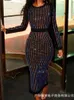 Urban Sexy Dresses 2023 Sequin Round Neck Women's Dress Striped Solid Spliced Party Tight High Waist Casual Sexy Hip Wrap Long Coat 231127