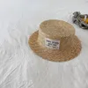 CAPS HATS Sommarbarn Straw Hat With Label Korea Style Wheat Straw Top Hat Boys Girls Sun Visor Hat Solskyddsmedel Holiday Child Beach Hat 230427