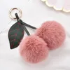 Keychains Boules de cerise mignonnes pompoms porte-clés pour clés Femmes Chaines de clés bagage sac de voiture femelle accessoires de charme pendent