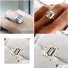 Rings Bandrings mode Women Sterling Sier 925 Ewellery Classic Engagement Ring Emerald Cut de nieuwste stijl Iamond nieuwste stijl ROP ELIV