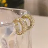 Kolczyki obręcze Uilz Gold Kolor Pełny CZ Paved For Women C Vintage Circle Crystal Crystal Wedding Biżuteria