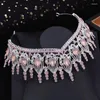 Klipsy do włosów Pink Opal Bride Wedding Crown Księżniczka nakrycia głowy ślubne i koronki