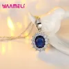 Beaded Necklaces 925 Sterling Silver Plated Women Wedding Engagement Jewelry Sets Princess Oval Zircon Crystal Necklace Earrings Ring 231124