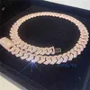 Zuanfa Custom Cuban Necklace 15mm Rose Gold Color Jewelry VVS Lab Diamond Moissanite Iced Out Cuban Link Chain