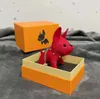 Designer dos desenhos animados animal pequeno cão chaveiro acessórios chaveiro couro PU luxo padrão carro chaveiros jóias presentes com caixa