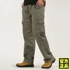 Męskie spodnie 2023 Zimowe ładunki Mężczyźni multi-kupki bawełniane swobodne szerokie odzież robocza luźne proste spodnie duże rozmiar Z68