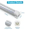 T8 LED-glödlampor ljus 2ft 20w 2000lm vit klar mjölk täckning dubbel v-form integrerad enkel fixturrör ljus takljus