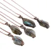 Hand-woven Irregular Labradorite Creative Retro Pendant Jewelry Wire Wraping Natural Stone Diy Originality Charm Pendant Necklace Ornament