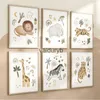 Wystrój ścienny Leopard Giraffe Elephant Tiger Lion Zebra Nursery Art Canvas Painting Plakaty i odbitki zdjęcia dziecięce pokój dla dzieci homevaiduryb