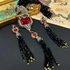 Bärade halsband Vintage Steed Animal Glass Ruby Earrings Halsband High End Set 231127