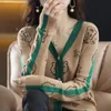 Cardigans New Knitted Jacket Cardigan Vneck Tiger Jacquard Sweater Fashion Versatile Slim Early Autumn Top Women's Suit