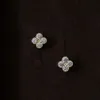 Stud MOVESKI Argento sterling 925 placcato oro 14K Temperamento semplice Fiore Orecchini con zirconi Donne Gioielli Festa della mamma Regali 230426