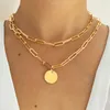 Strands Strings ZOVOLI Vintage Multi Layered Lock Portrait Pearl Round Coin Pendants Necklaces For Women Bohemia Gold Color Key Heart Jewelry 230426