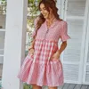 R D Design Temperament Plaid Stitching Dress Short Skirt Spring And Summer