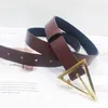 Women Leather Thin Waist Belt Fashion Classic Triangle Head Type Needle Buckle Dress Suit Closed Waist Thin Waist Belts Luxury Designer Belt Width 2.0cm